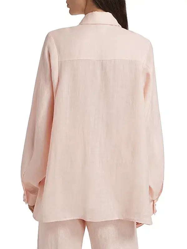 Zimmermann Crush Oversized Button Front Shirt Pink Size AU 12 photo 2