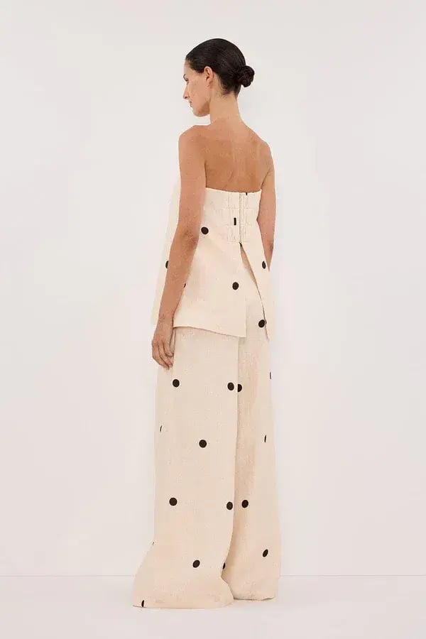 DISSH Beverly Cream Spot Strapless Top and Pants Set Cream Size 10/12 photo 2