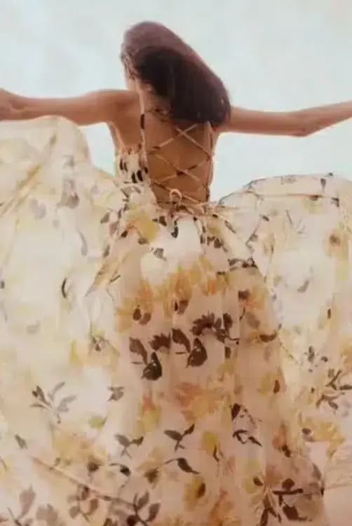 Aje Botanica Floral Cross Back Midi Dress Yellow Size 8 photo 4