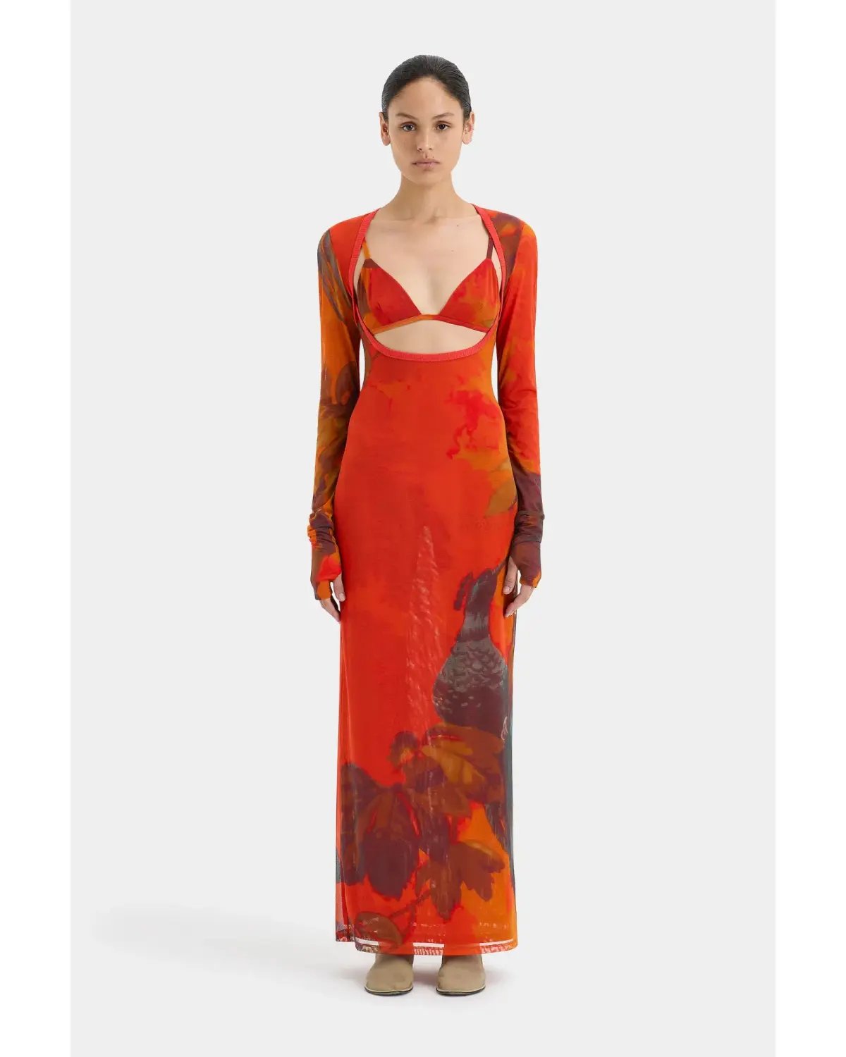 Sir The Label Libertine Cut Out Midi Dress Wren Print Size 0 / AU 6 photo 4