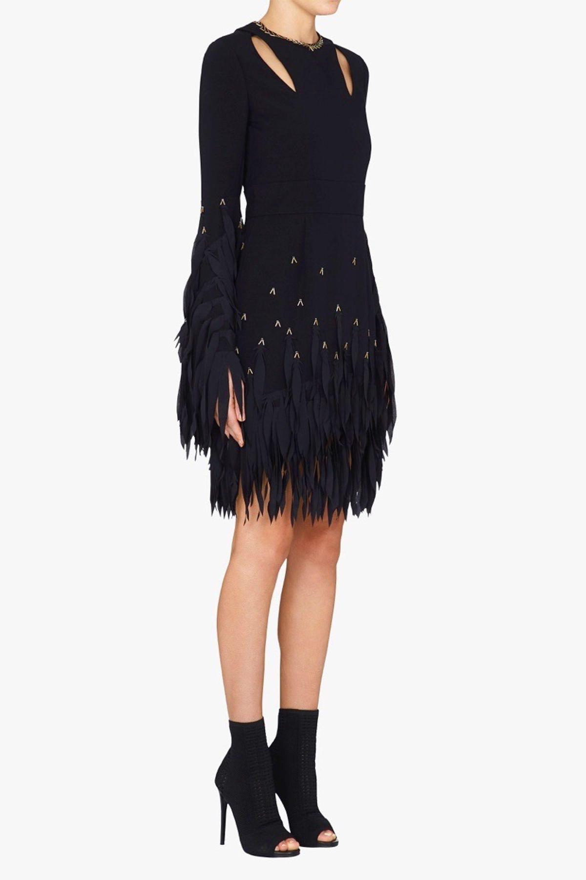 Sass & Bide Delicate Sparkle Silk Fringe Mini Dress Navy Blue Size 6 photo 4