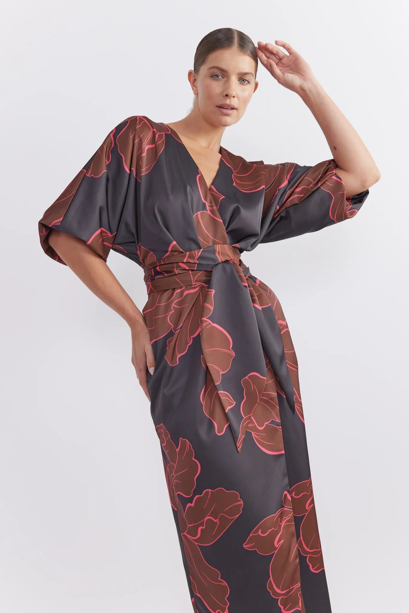PASDUCHAS FARAH WRAP MIDI DRESS - DARK FLORAL photo 3