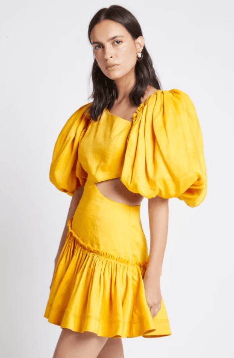 Aje Chateau Mini Dress Yellow Size 6 photo 4