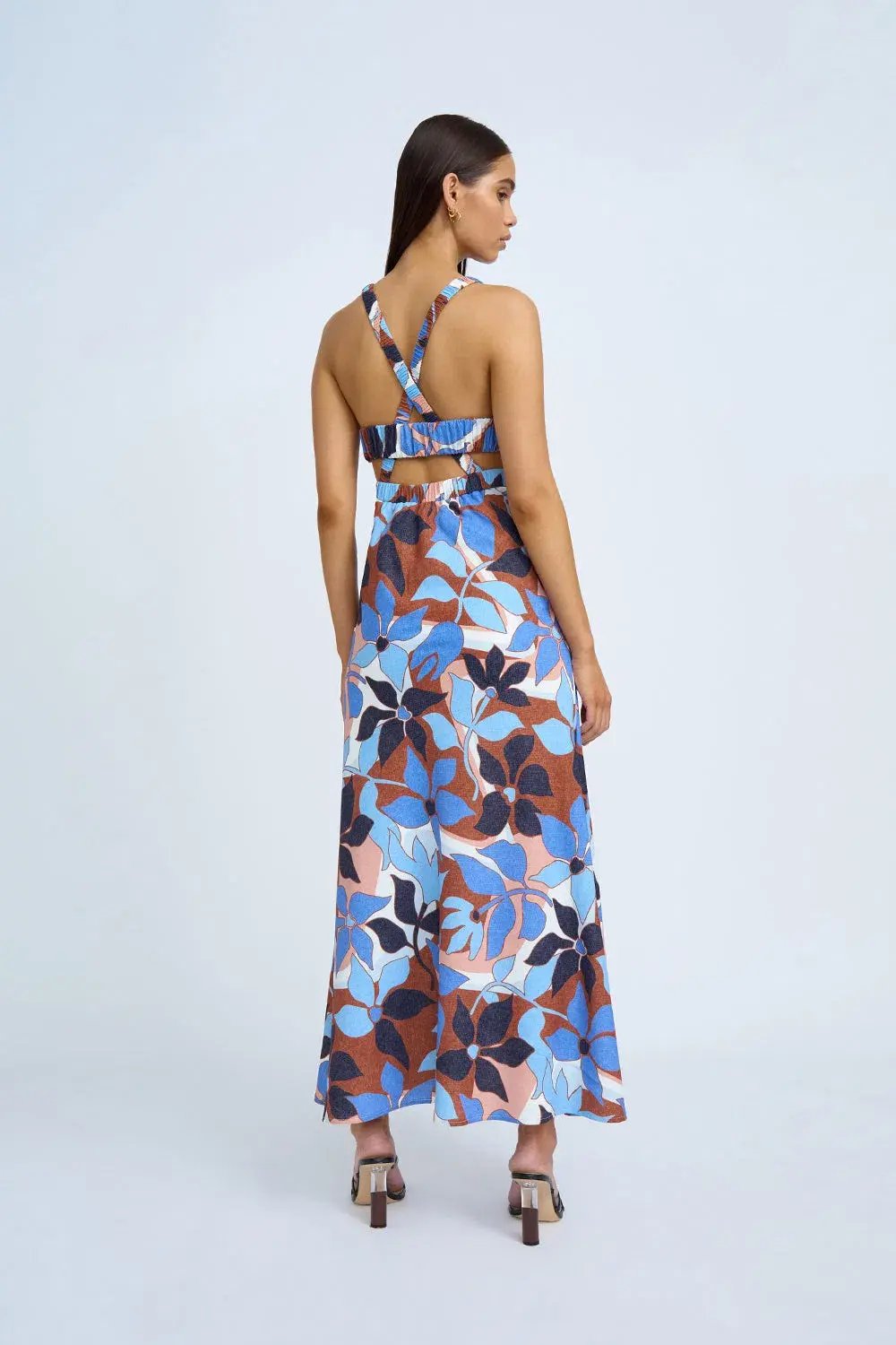 By Johnny Ophelia Floral Bias Midi Dress Multi Size 10 photo 3