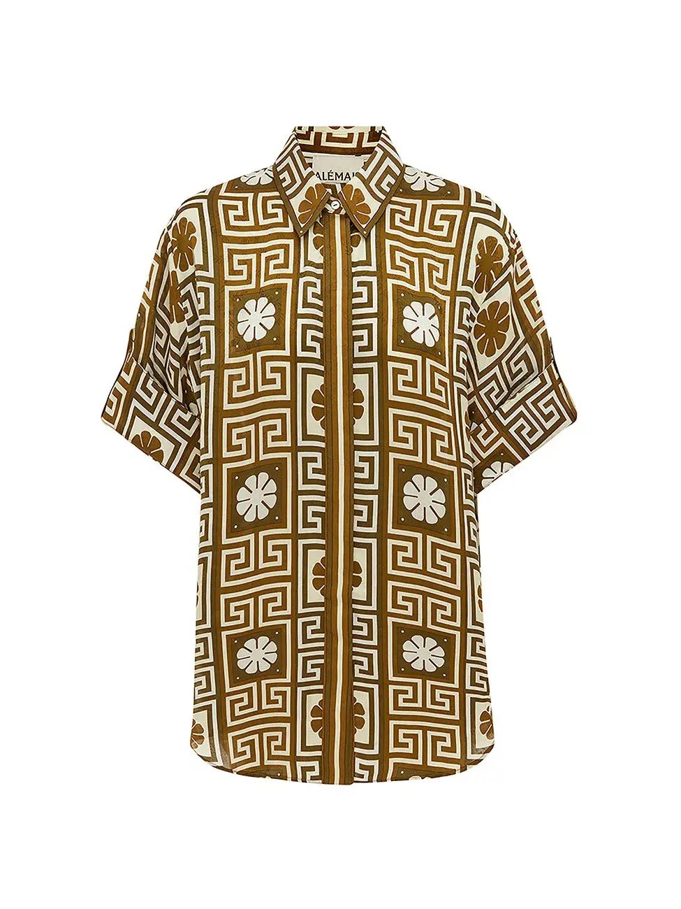 Alemais Dimi Jacquard Shirt and Pants Set Chocolate/Creme Size 10 photo 2