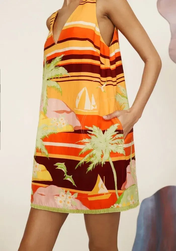 Alemais Palm Island V Neck Mini Dress Multi Size 6 photo 2