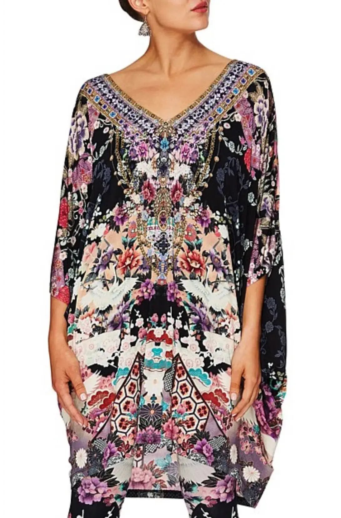 Camilla Bat Sleeve Dress Nights with Her Print One Size photo 5