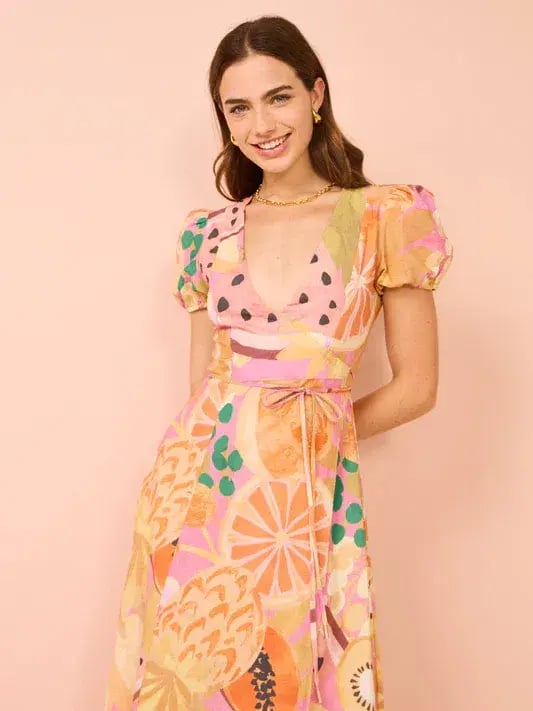 By Nicola Havana Wrap Maxi Dress Fruit Punch Print Size 14 photo 4