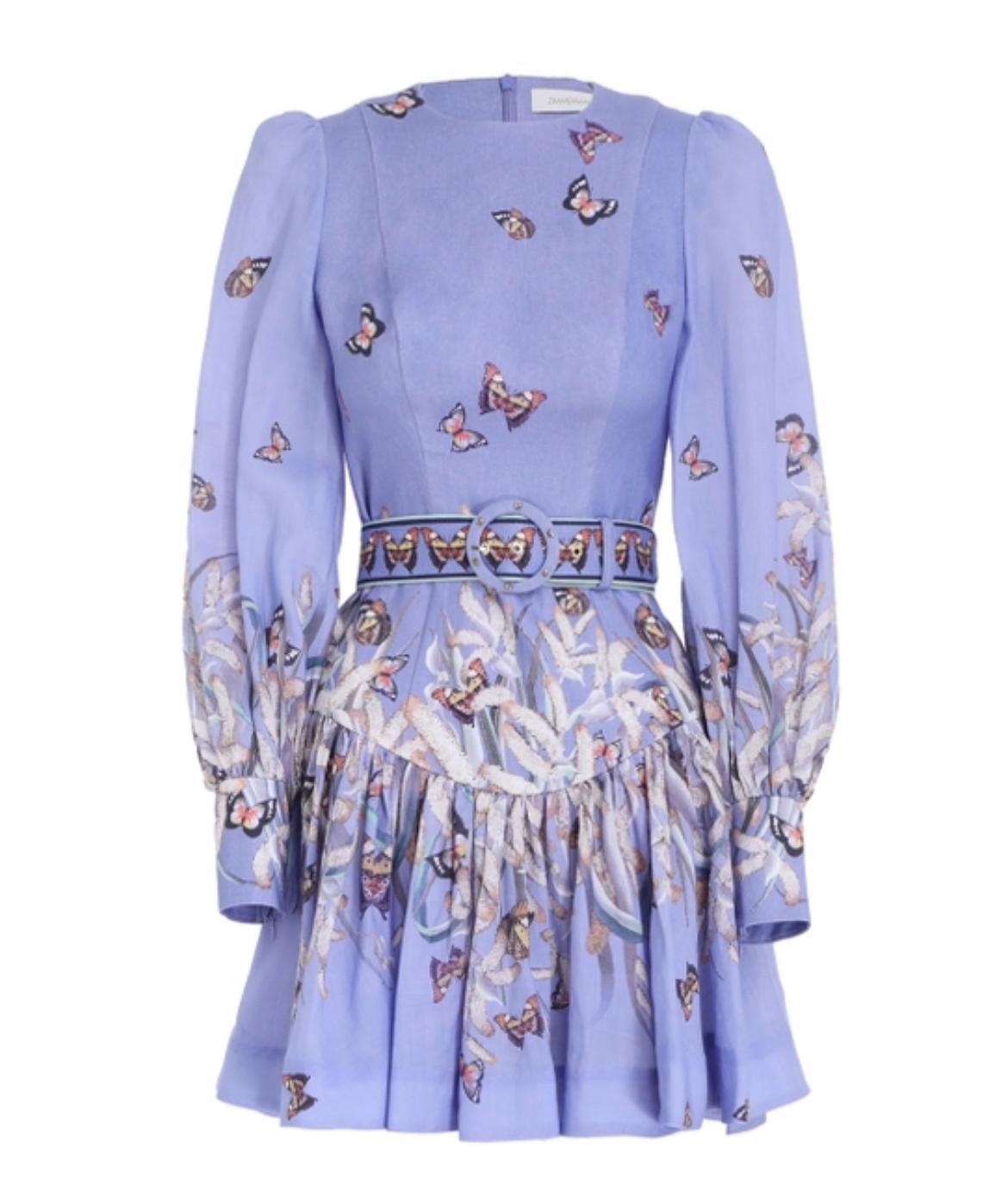 Zimmermann Botanica Belted Linen Mini Dress Pandanus Size 8 photo 2