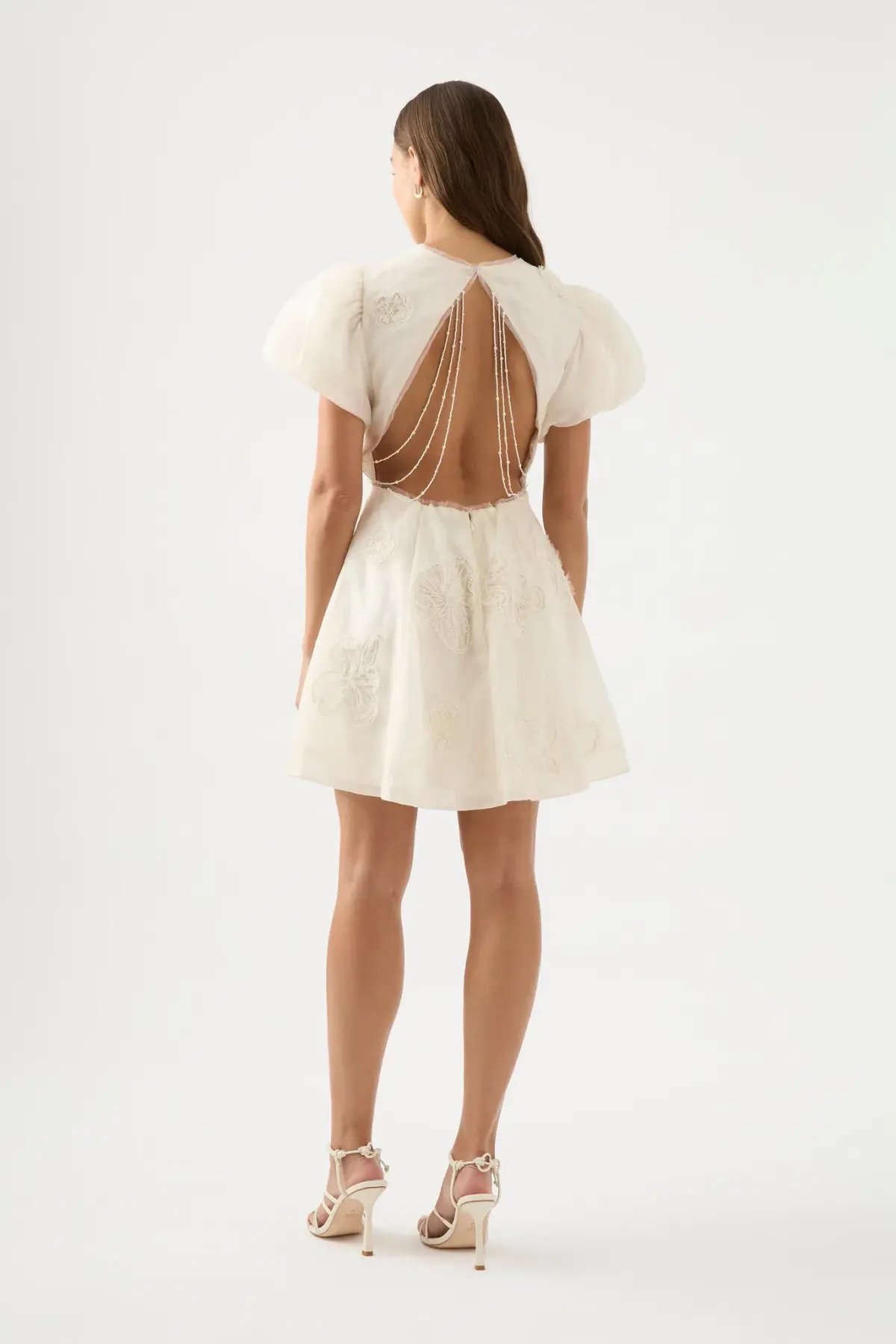 Aje Vera Beaded Flower Mini Dress White Size 6 photo 2
