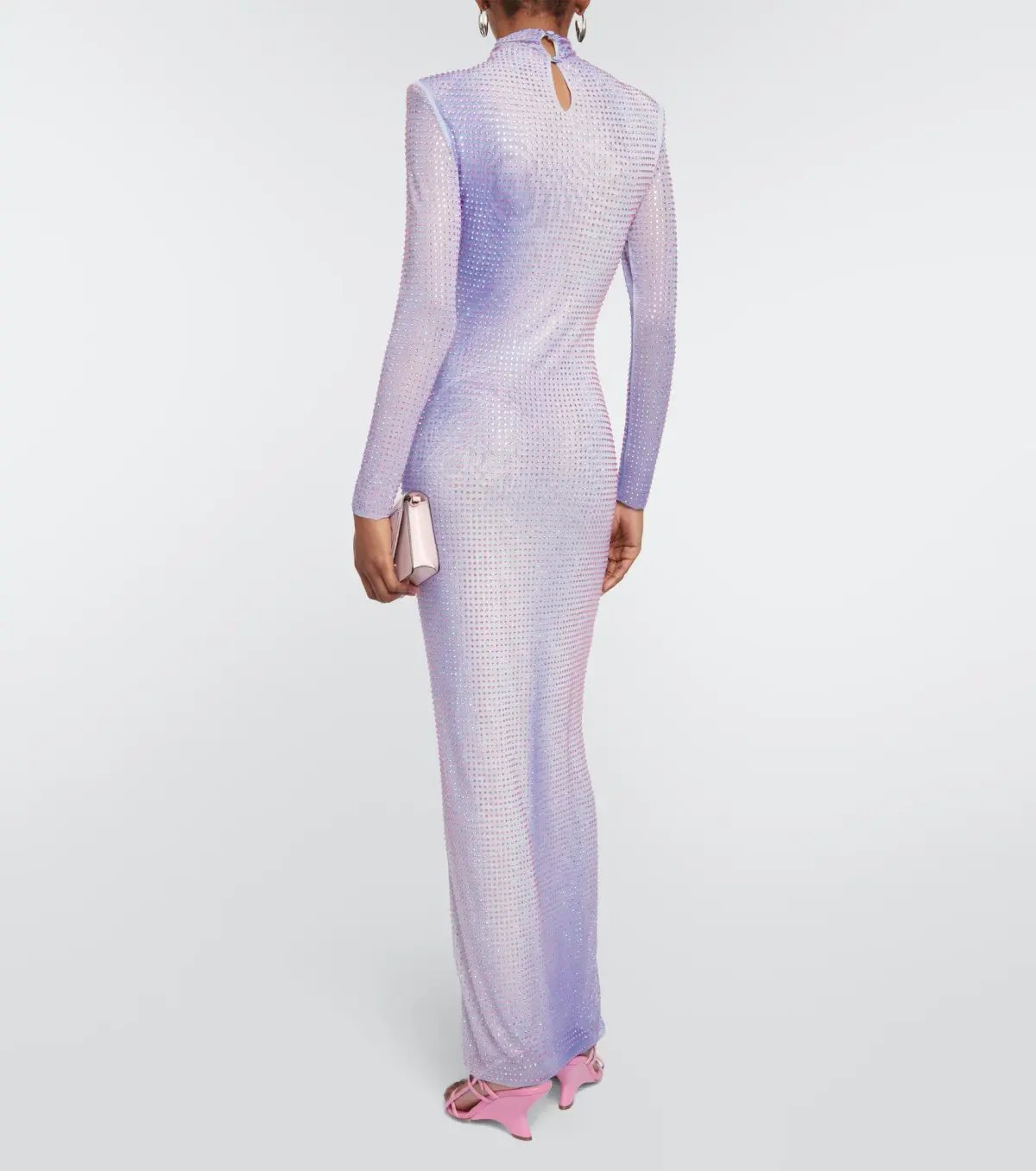Self Portrait Crystal Embellished Maxi Dress Purple Size 8 photo 3
