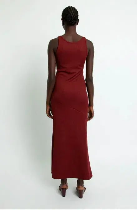 Christopher Esber Split Release Quartz Rib Dress Red Size 6 photo 3