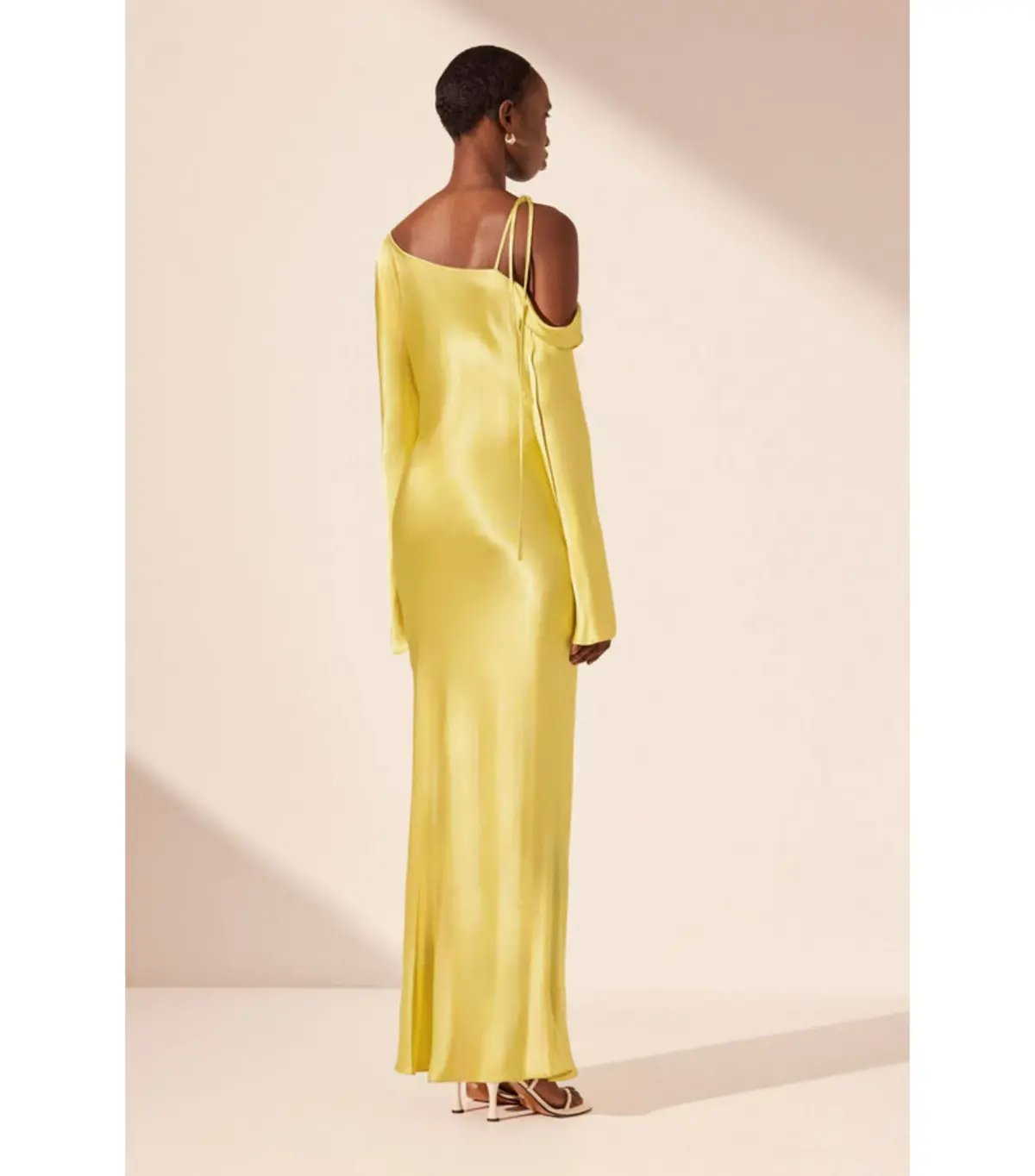 Shona Joy Sofia Asymmetrical Long Sleeve Maxi Dress Lime Size AU 8 photo 3