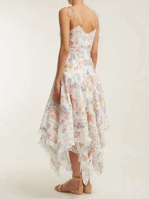 Zimmermann Bowie Pintuck Scarf Dress Floral Size 2/Au 12 photo 2