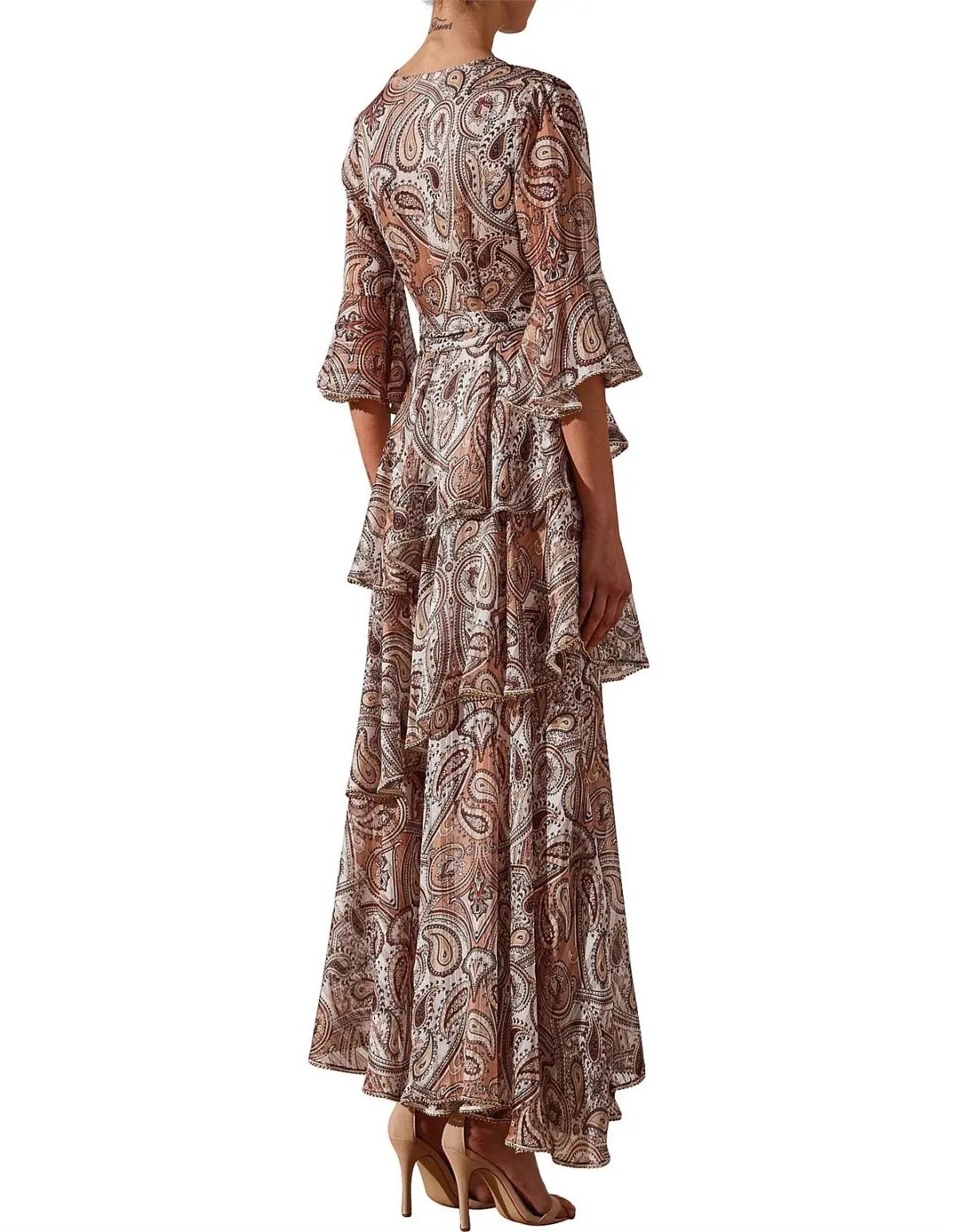Shona Joy Pallenberg Tiered Maxi Dress Print Size 10 photo 3