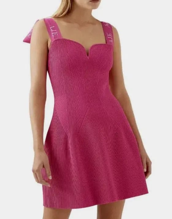 Aje Amber Knit Tie Shoulder Mini Dress in Fuchsia Size XXS/Au 4 photo 5