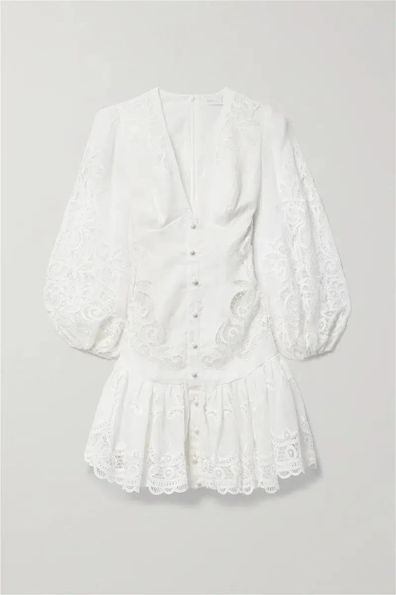 Zimmermann Mae Guipure Lace Trimmed Mini Dress Ivory Size 1 photo 3