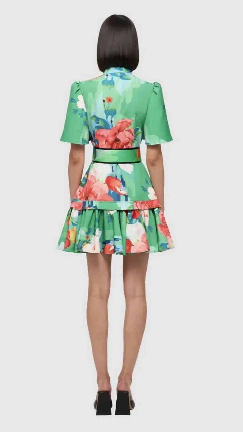 Leo Lin Florescence Shirt Mini Dress Lily Pad Green Size AU 12 photo 2