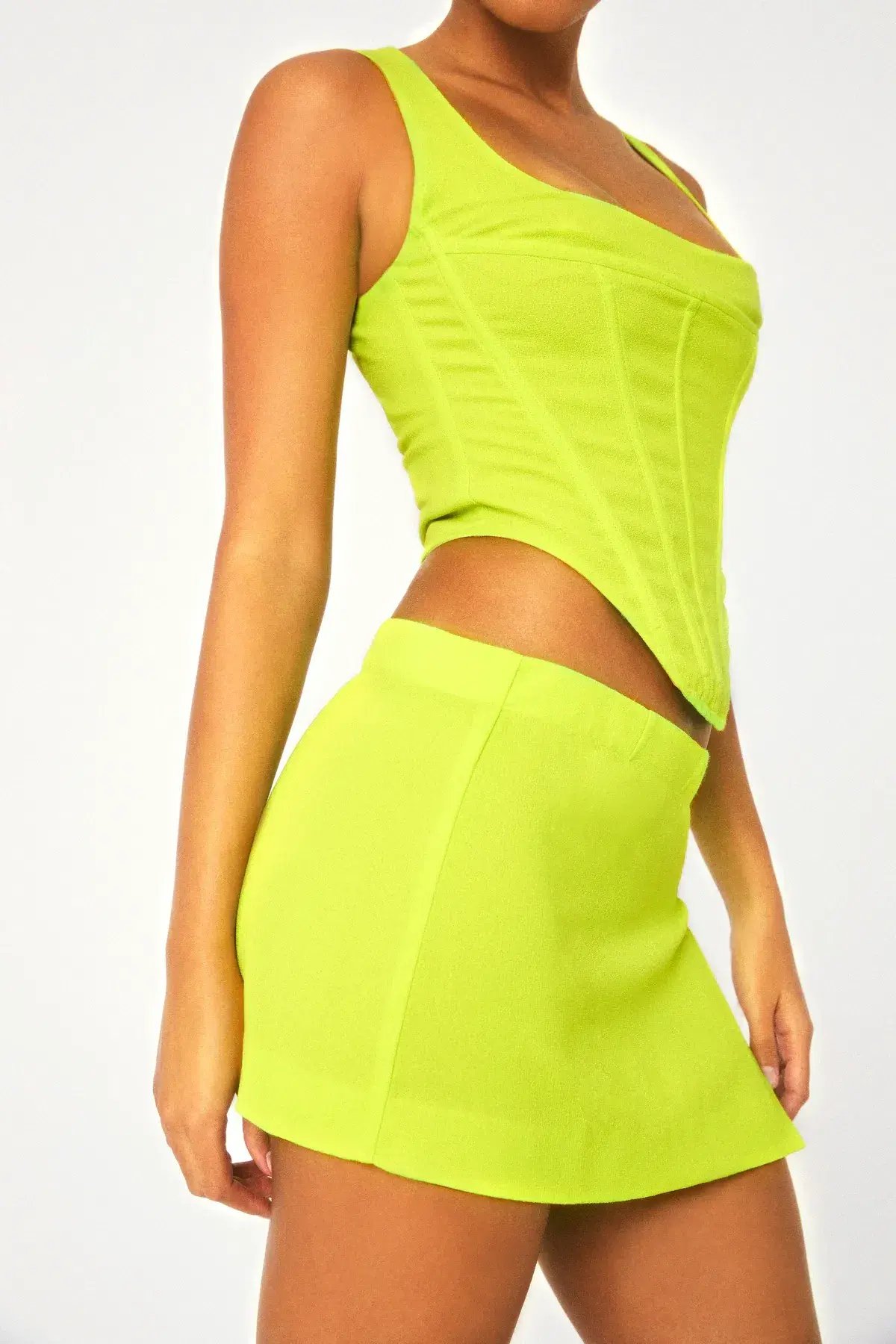 Miaou Campbell Corset and Micro Mini Skirt Set Neon Lime Size M photo 4