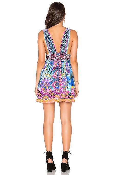 Camilla V Neck Tie Short Dress Alice In Essaouira Print Size 10 photo 3