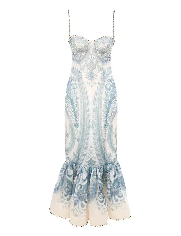 Zimmermann The Illuminate Gown in Turquoise Paisley Size 0 /Au 8 photo 4