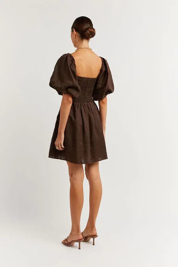 Dissh Sara Linen Mini Dress Dark Chocolate Size 16 photo 2