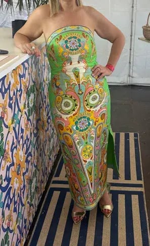 Alemais Pinball Bodice Midi Dress Print Size 10 photo 3