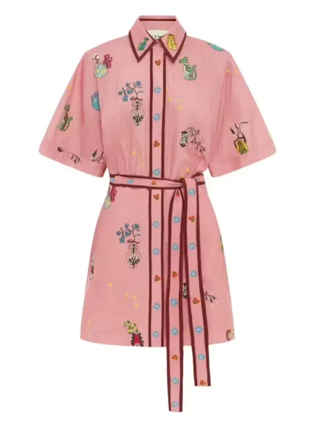 Alemais Timmy Embroidered Mini Dress Pink Size 10 AU photo 5