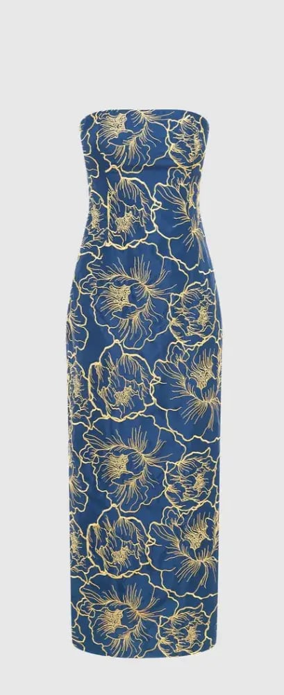 Leo Lin Rayna Bustier Maxi Dress Marine Blue Size 6 photo 6