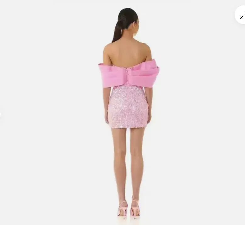 Eliya The Label Bianca Mini Dress Pink Sequence Dress Size L/ AU 12 photo 3