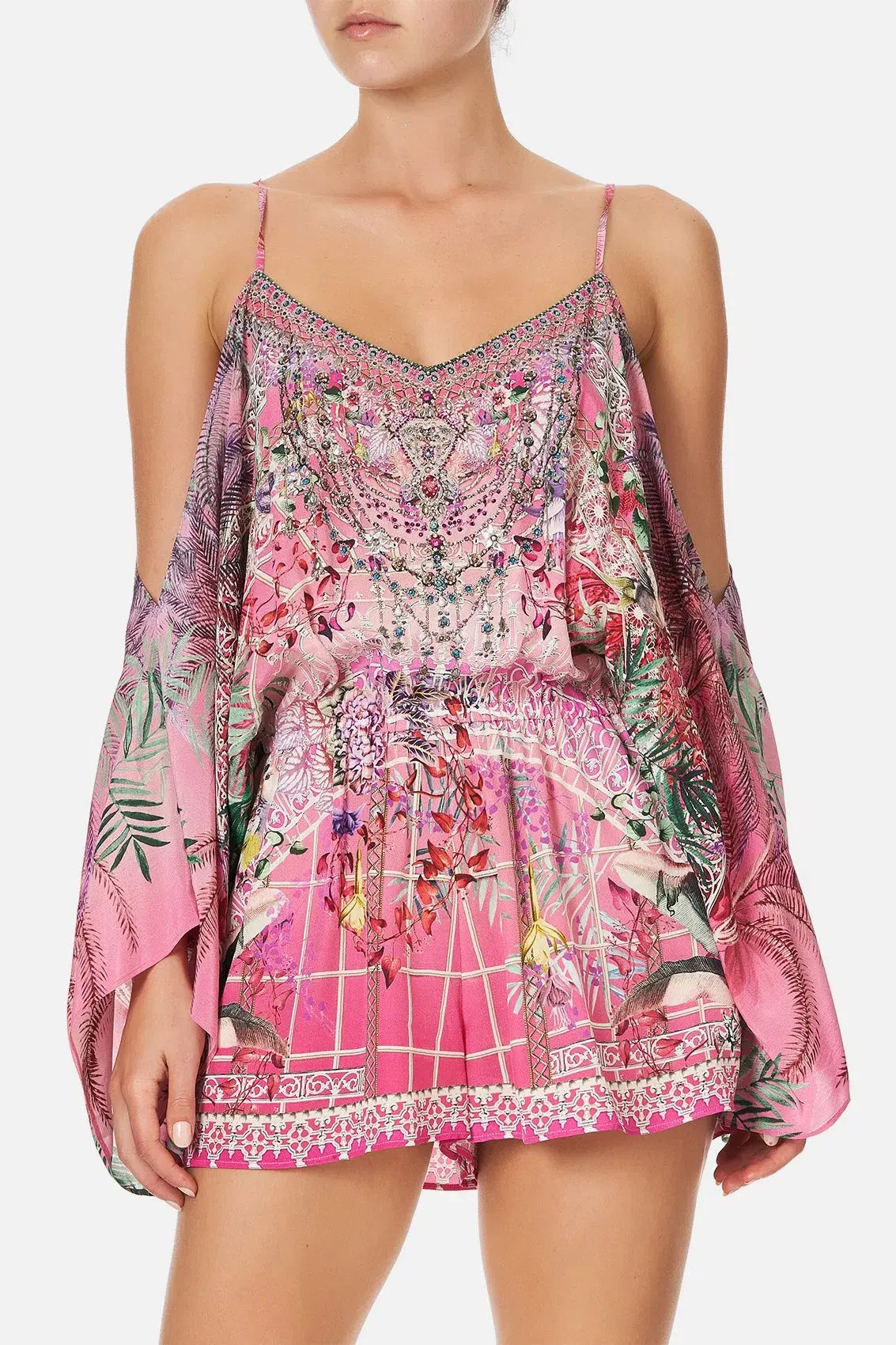 Camilla Drop Shoulder Playsuit Glasshouse Romance Size L /Au 14 photo 2