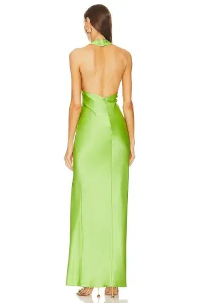 Khanums X Revolve Halter Gown With Slit Green Size 6 photo 3