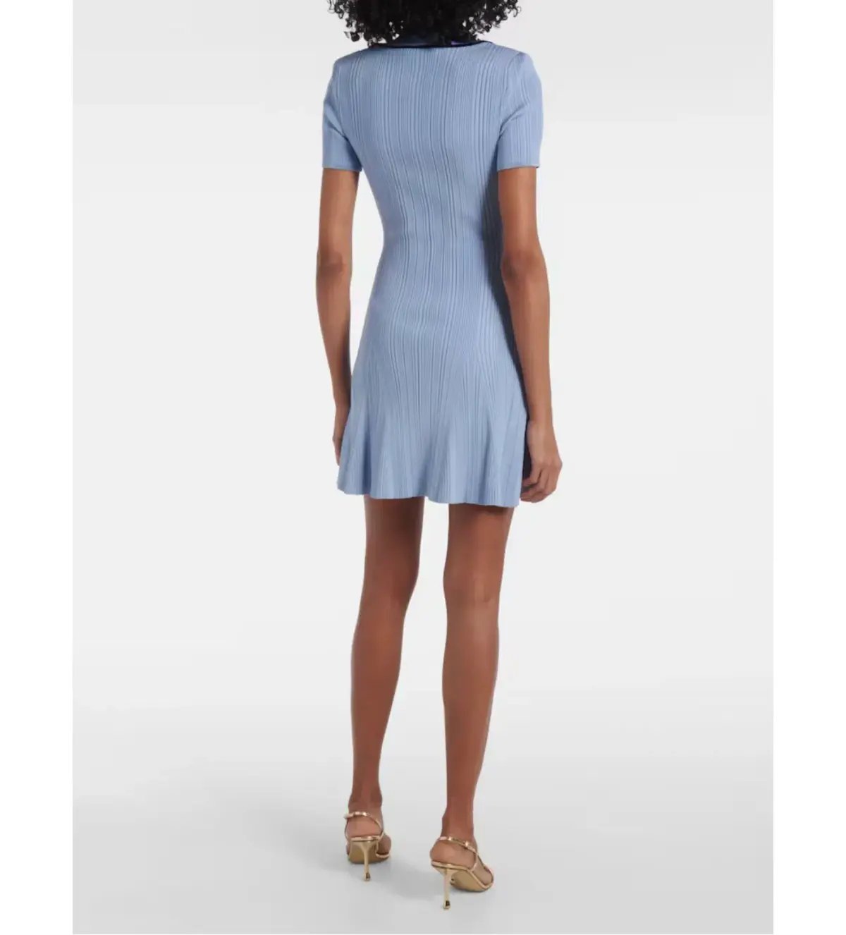 Self Portrait Ribbed Knit Mini Dress Blue Size 10 photo 2