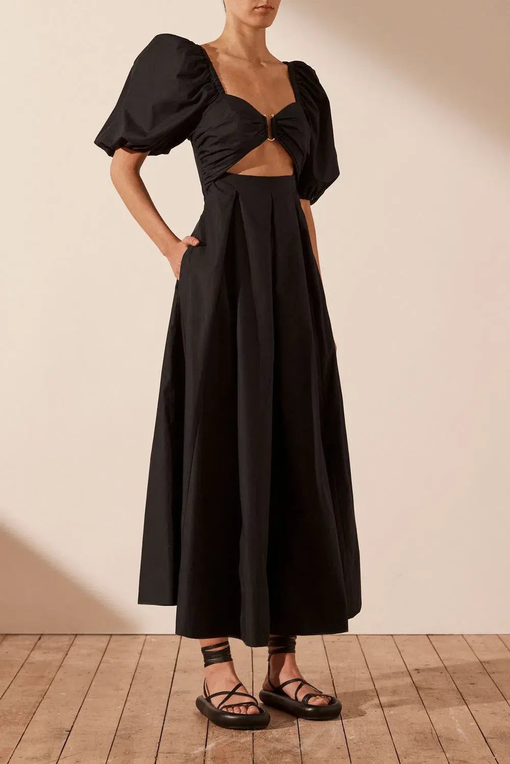 Shona Joy Mareva Midi Dress Black Size AU 12 photo 3