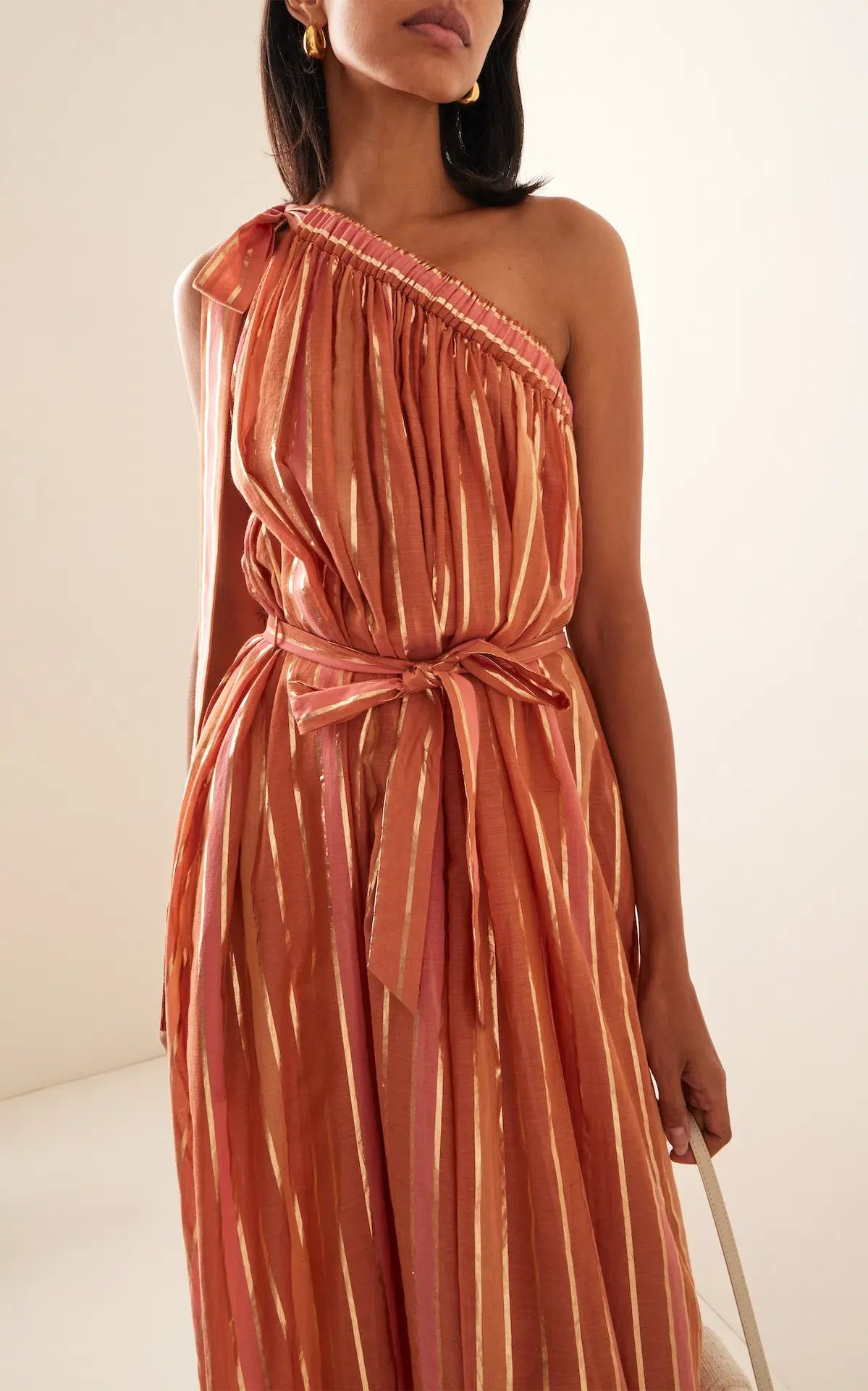 Zimmermann Junie Asymmetric Midi Dress Caramel Multi Size 2 / AU 12 photo 2