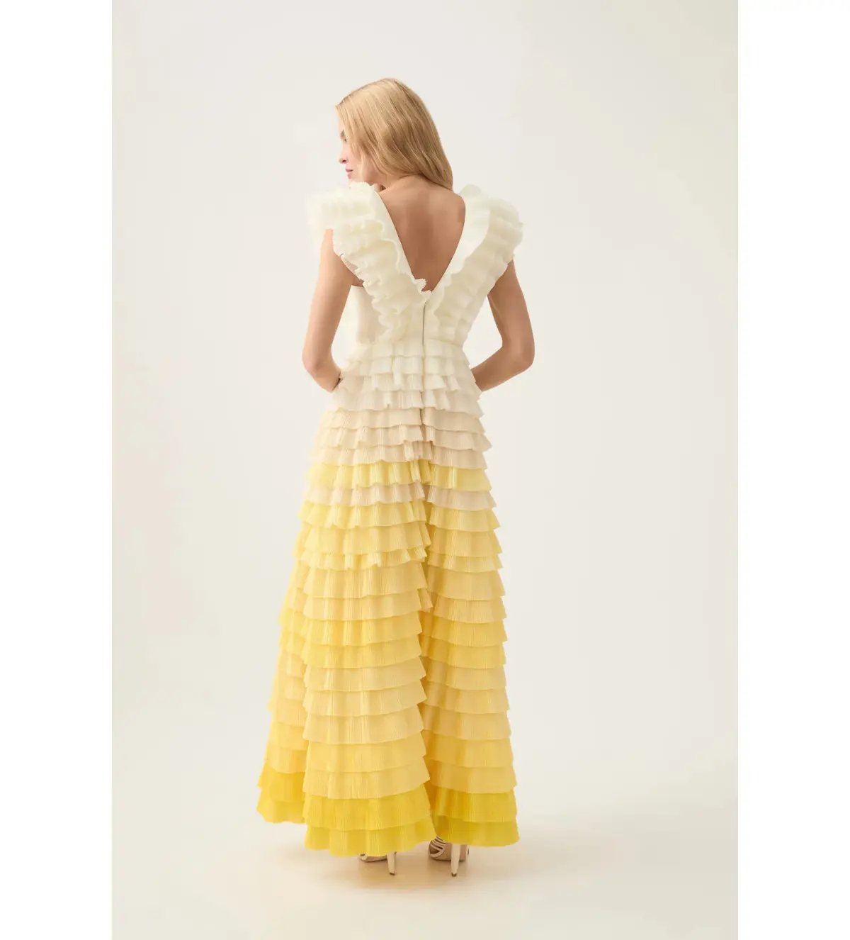 Aje Reflection Ombre Gown in Ivory/Acacia Yellow Size AU 16 photo 5