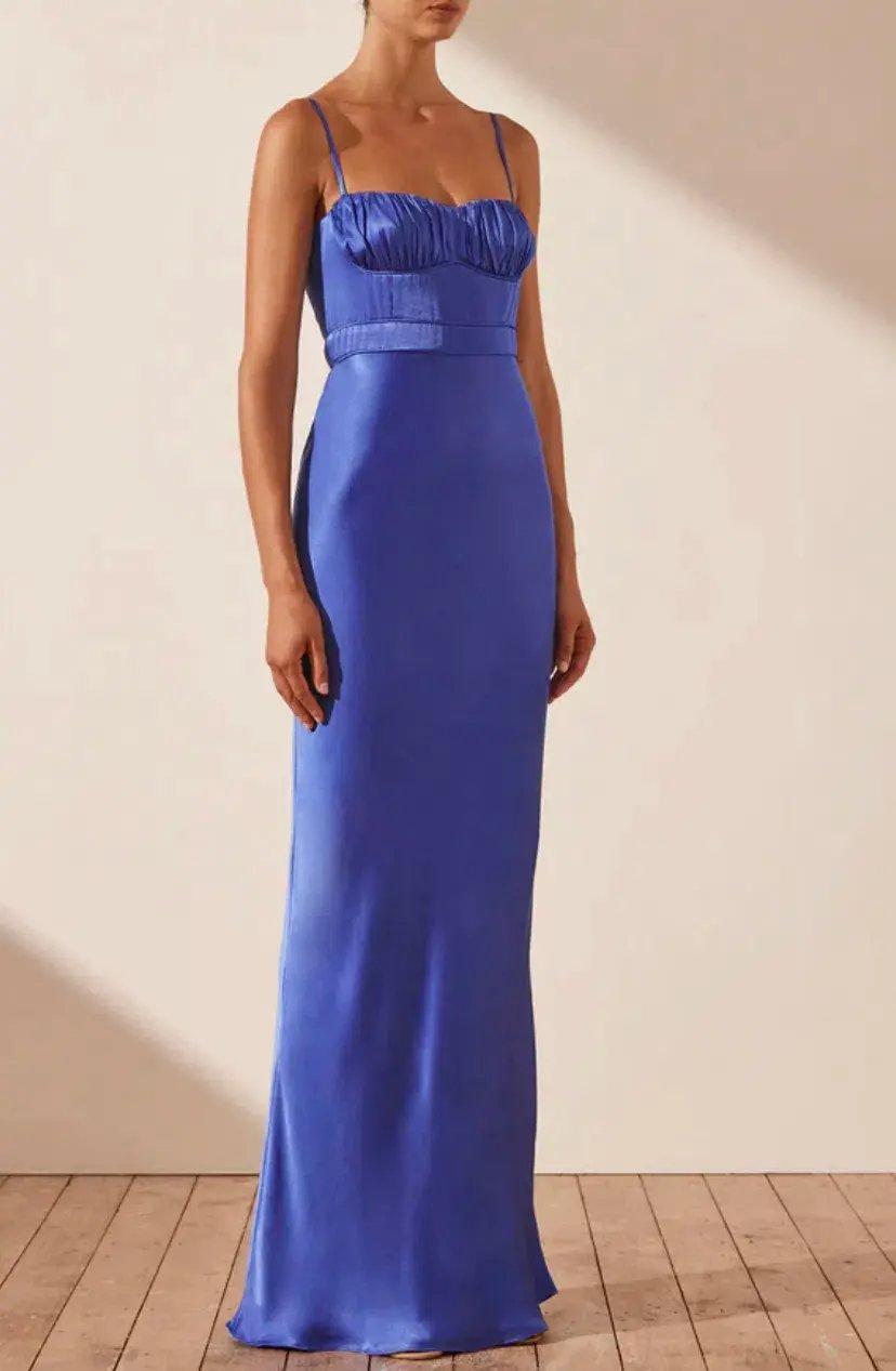 Shona Joy Oliviera Ruched Maxi Dress Strong Blue Size 10 photo 2