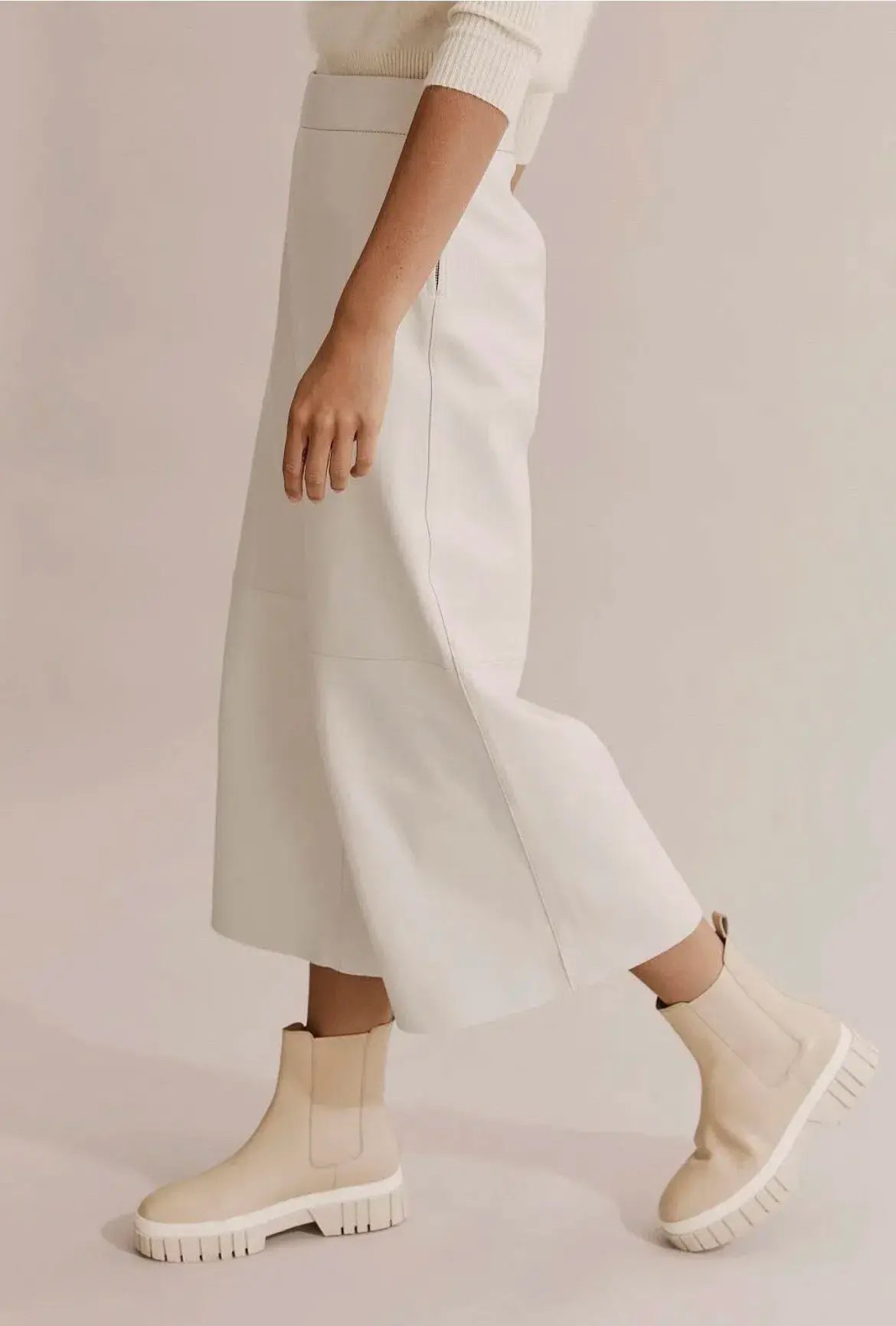 Country Road Luxurious Leather Culotte Pants White Size AU 14 photo 3