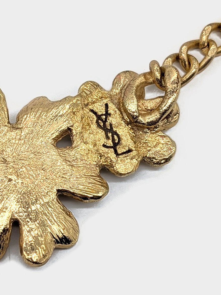 Saint Laurent YSL Floral Necklace Gold photo 4