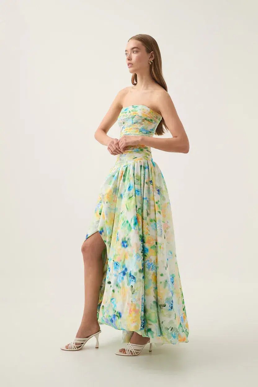 Aje Violette Bubble Hem Maxi Dress Floral Haze Size 8 photo 2
