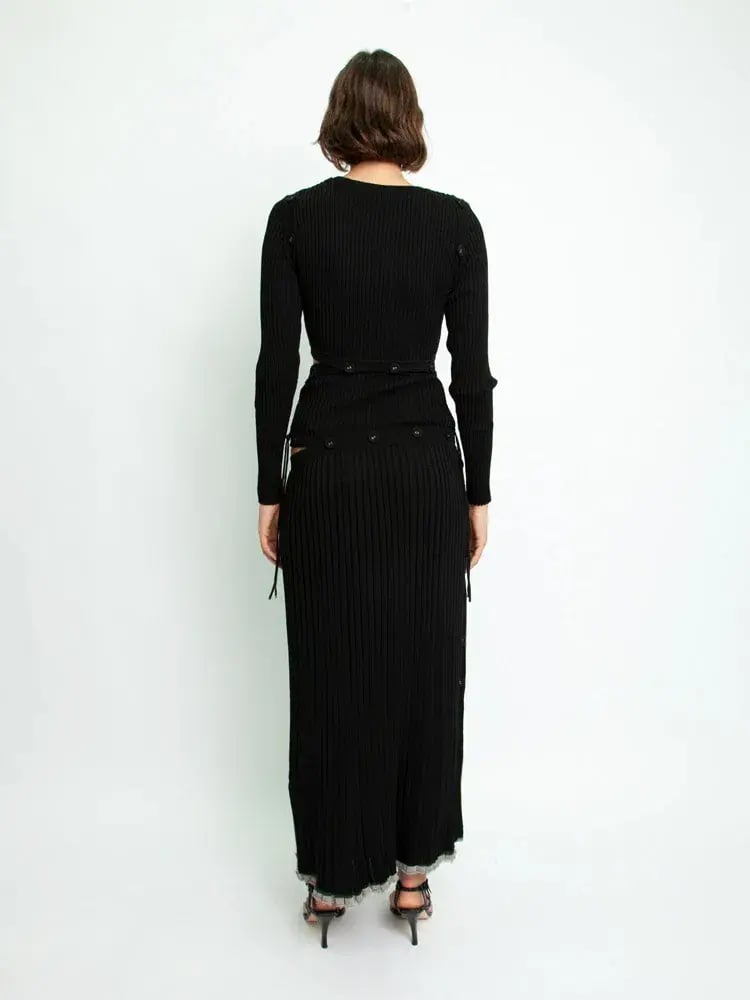 Christopher Esber Deconstructed Long Sleeve Dress Black Size 8 photo 2