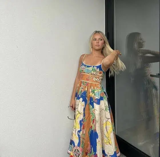 Zimmermann Alight Picnic Midi Dress Nautical Map Size 0 / AU 8 photo 8