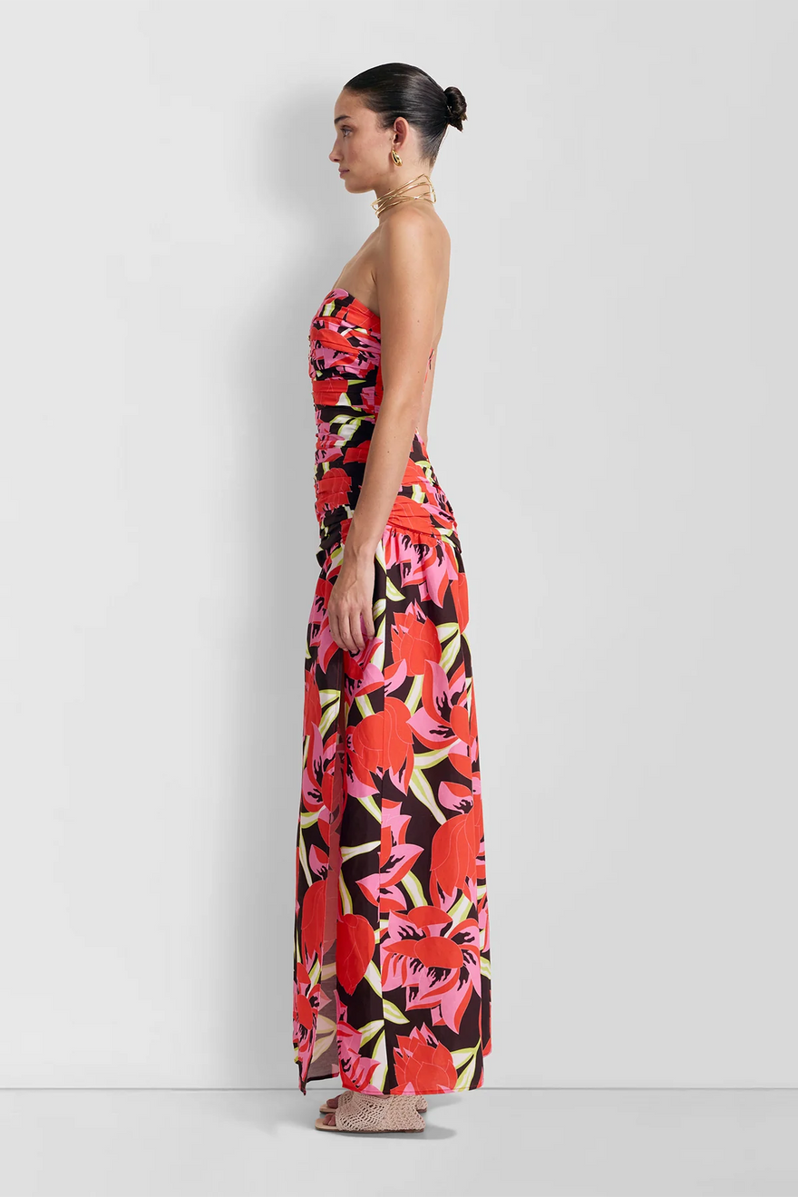 The Wolf Gang Dolcie Strapless Maxi Dress - Rojo Print photo 2