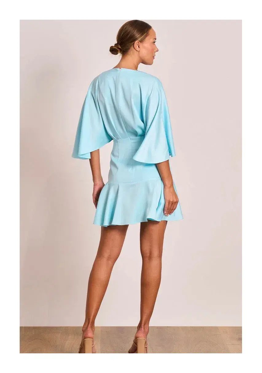 Pasduchas Lucia Wrap Mini Dress Sea Mist Size 12 photo 2