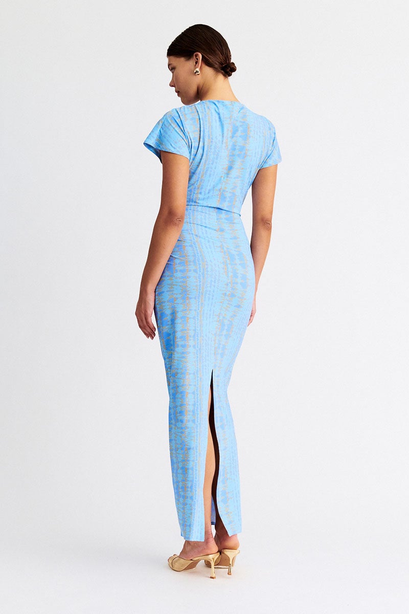 SUBOO CLAUDIA SHORT SLEEVE MAXI DRESS - ICE BLUE photo 5