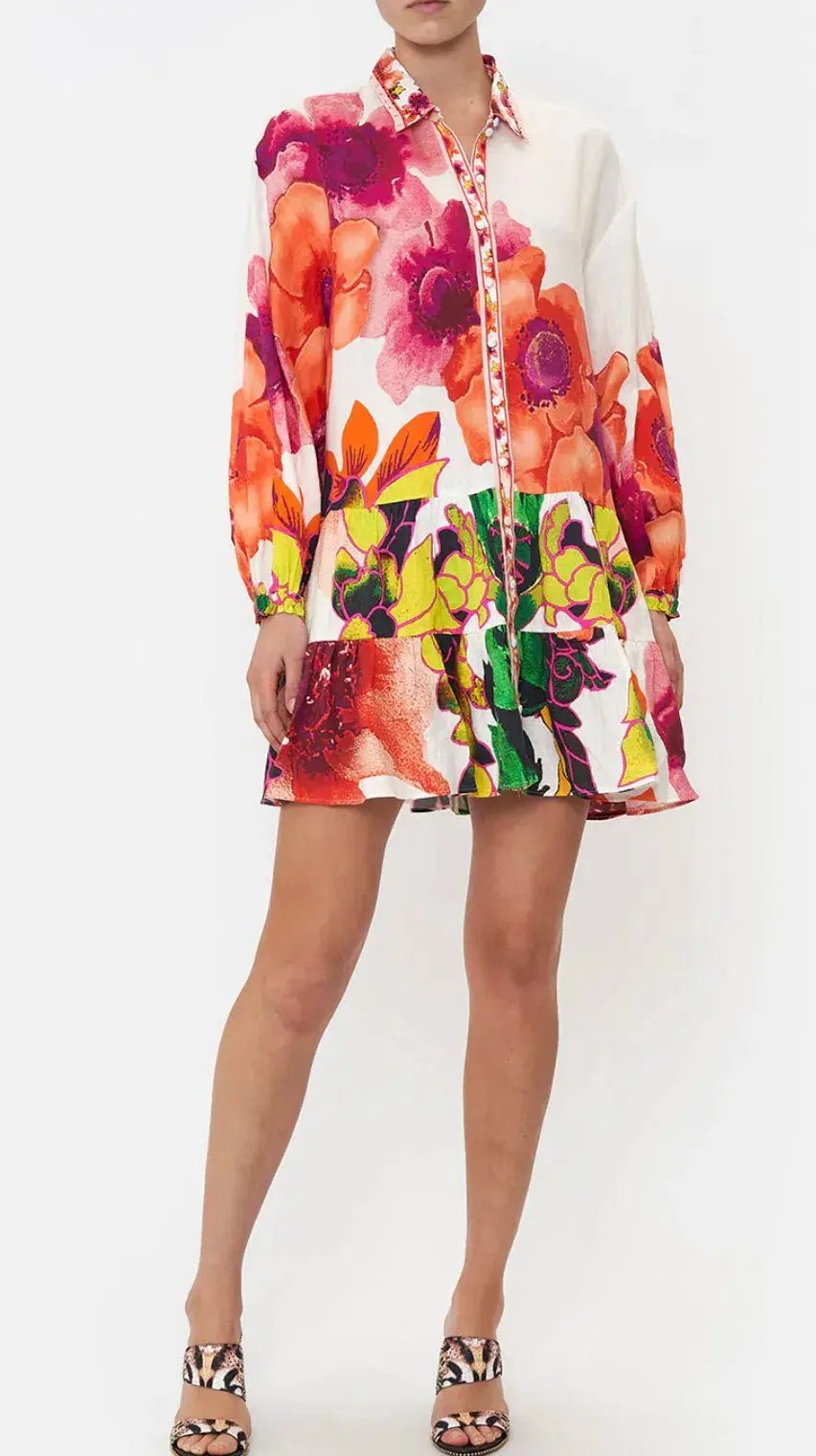 Camilla Pretty As A Poppy Tiered Shirt Dress Print Size L photo 2