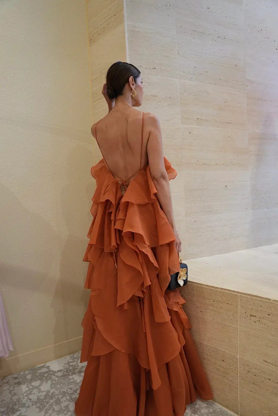 Aje  Pandorea Layered Maxi Dress Coral Clay Size 6 photo 3