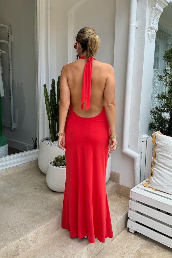 SNEAKY LINK SAINT PLUNGE MAXI DRESS - RED photo 3
