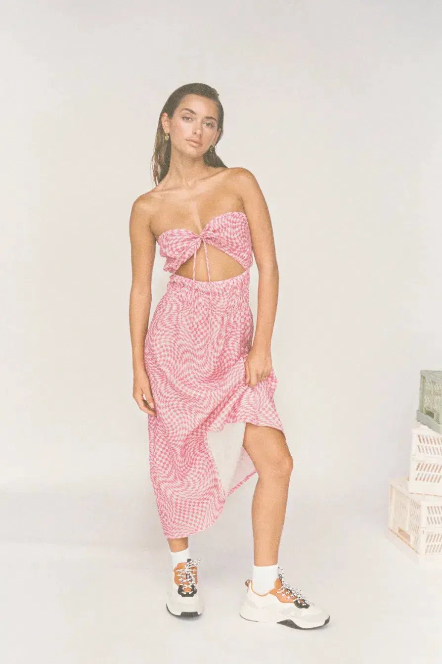 Palytte The Label Piper Dress Print Pink Size AU 6 photo 2