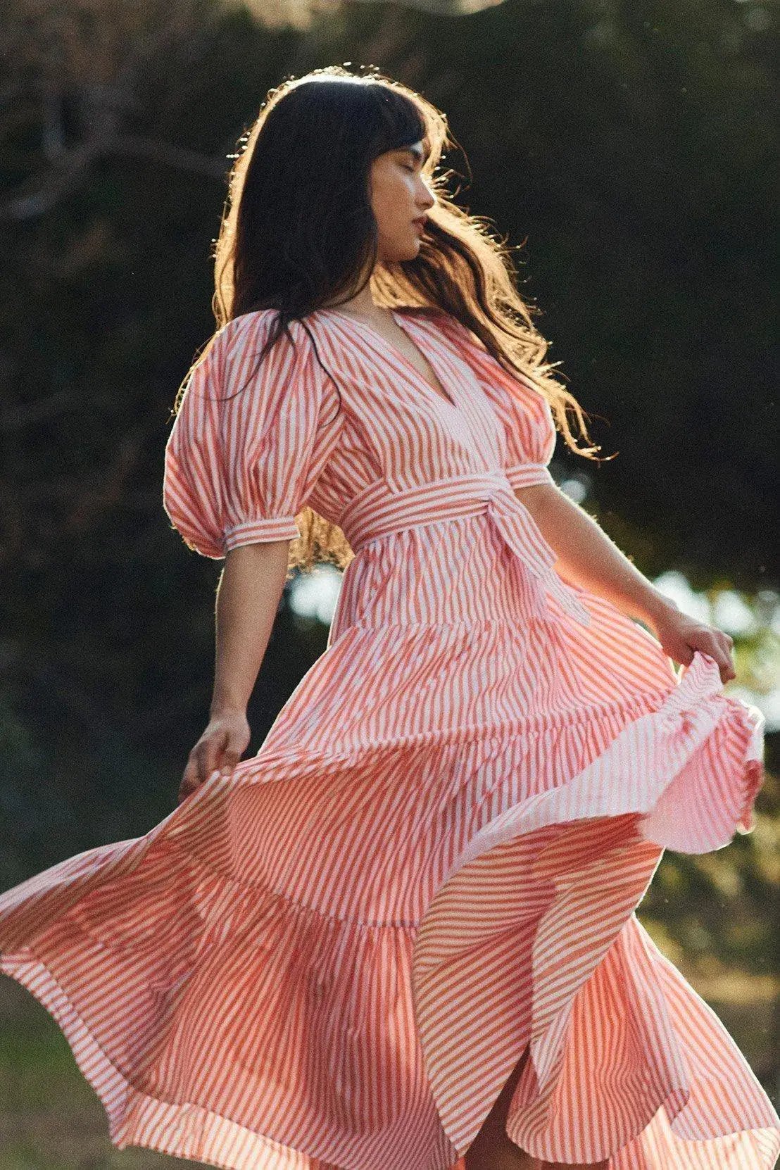 Steele Nectar Maeve Dress Pink Stripes Print Size S photo 3